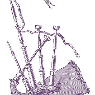 Vintage bagpipes art board print for sale by rorulent