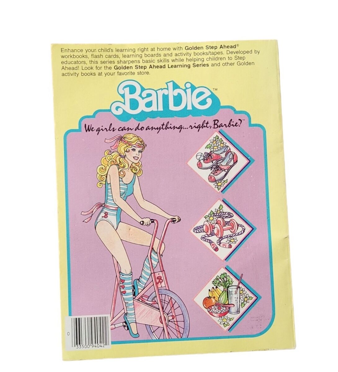 Vintage barbie coloring book mattel work out gym exercise barbie read