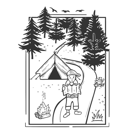 Kids coloring page camping stock illustrations cliparts and royalty free kids coloring page camping vectors