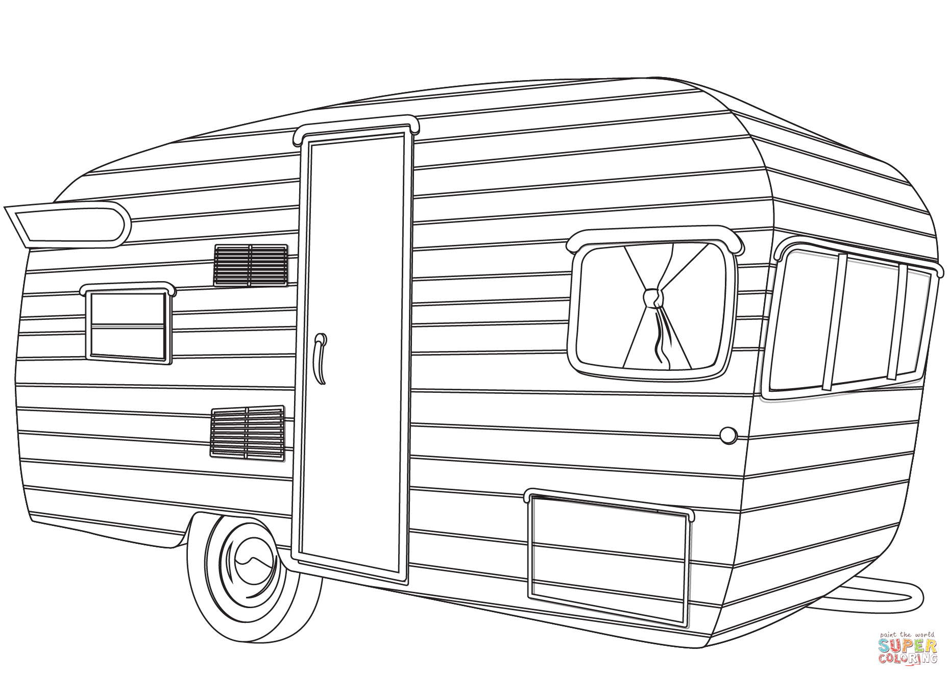 Vintage camper coloring page free printable coloring pages