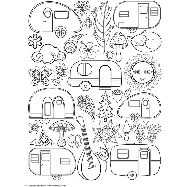 Retro camper coloring pages coloring pages coloring books coloring pages camping coloring pages
