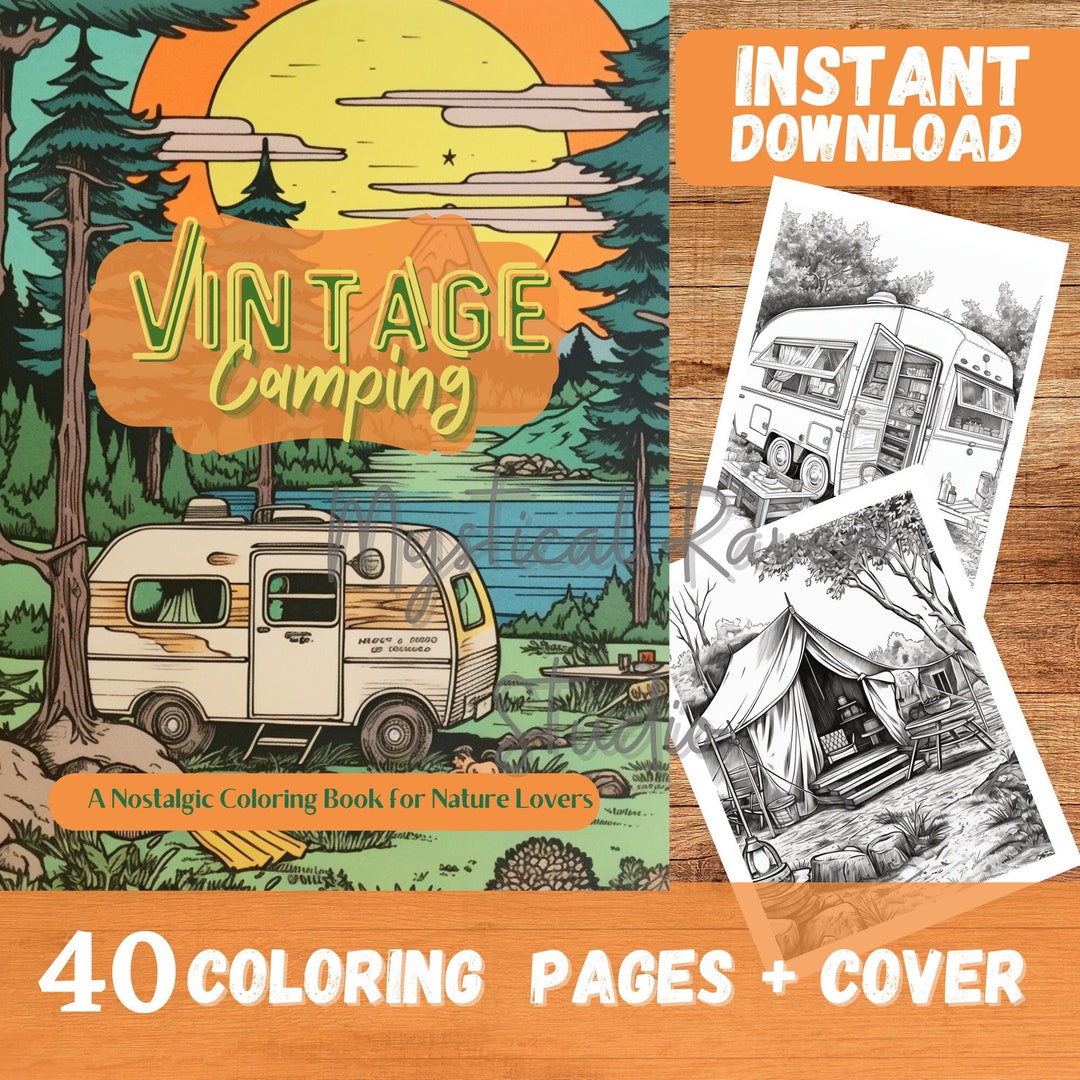 Unique vintage camping illustrations