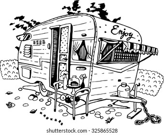Camping trailer retro style stock vector royalty free
