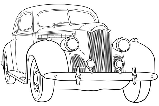 Vintage car black and white stock illustrations royalty