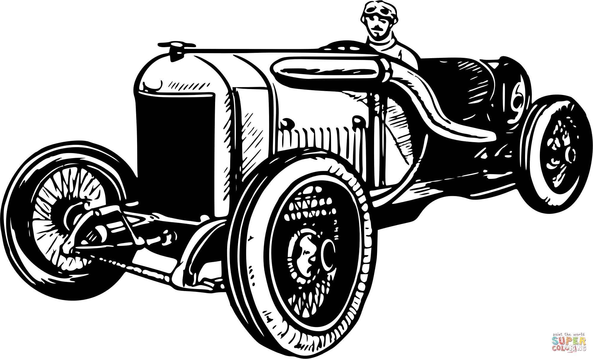 Vintage racing car coloring page free printable coloring pages