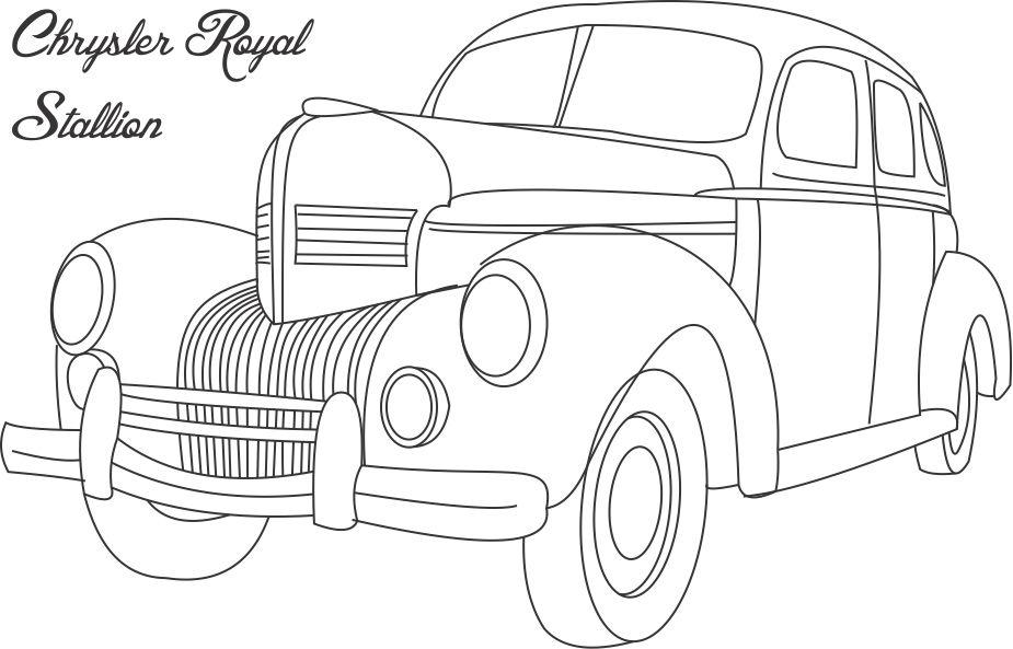 Chrysler royal stallion car coloring page for kids