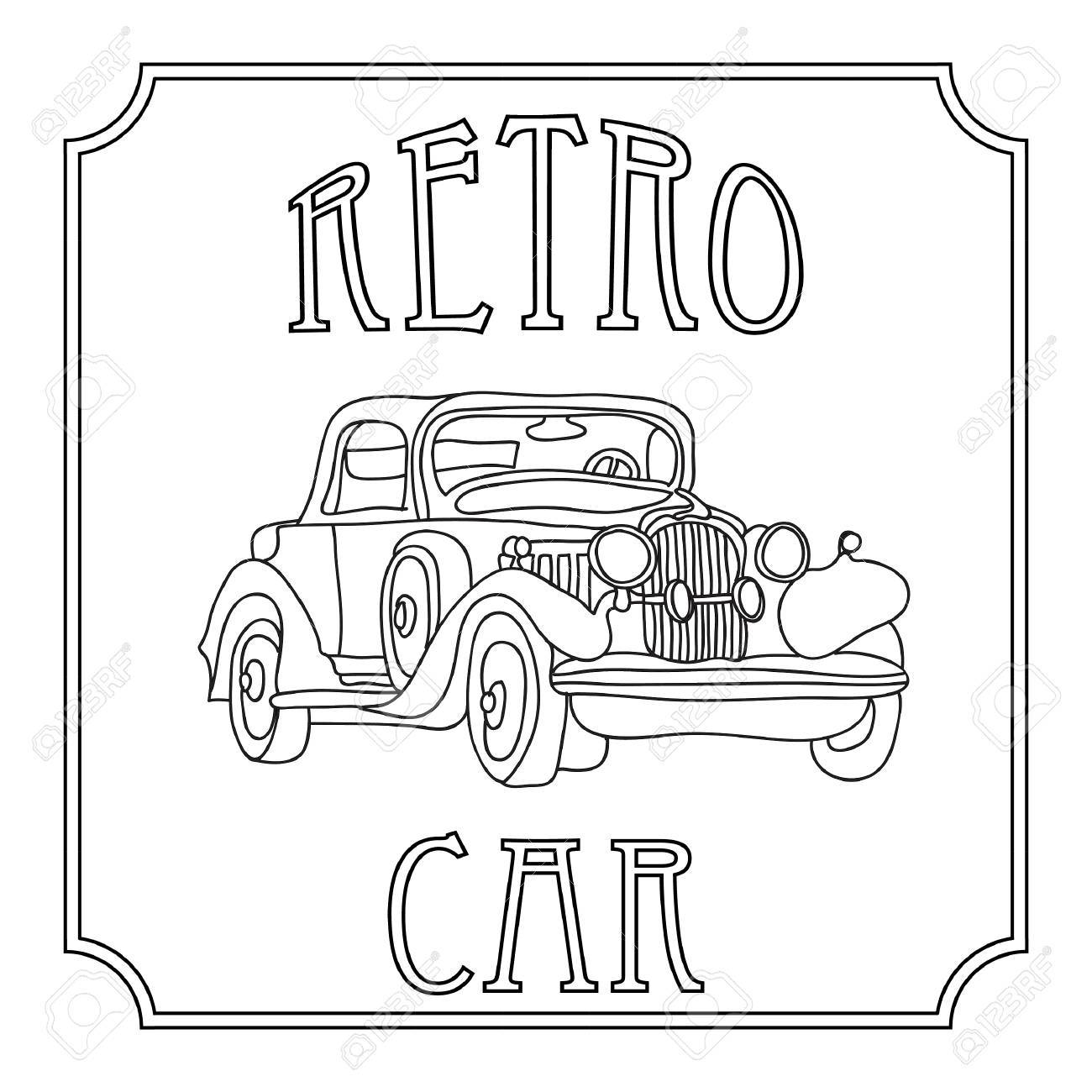 Retro vintage cars coloring adult page isolated on white royalty free svg cliparts vectors and stock illustration image
