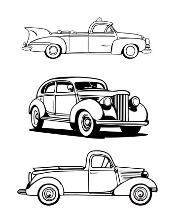 Coloring page outline of cartoon cute retro car toys coloring book for kids vector monochrome contour drawing isolated on white background royalty free svg cliparts vectors and stock illustration image