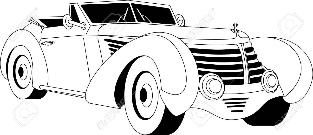 Old classic vintage car drown in black on white royalty free svg cliparts vectors and stock illustration image