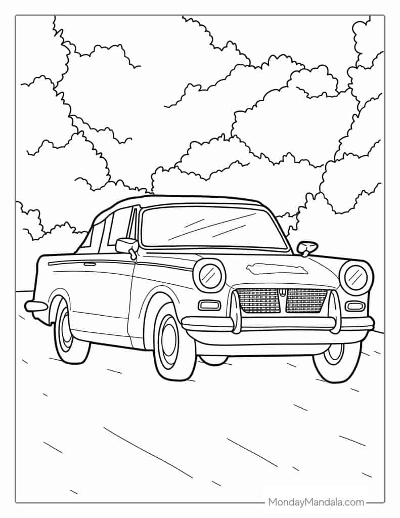Car coloring pages free pdf printables