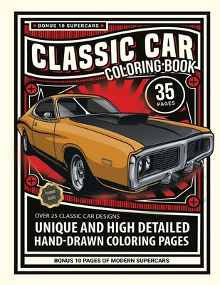 Classic car coloring book over unique and high detailed hand