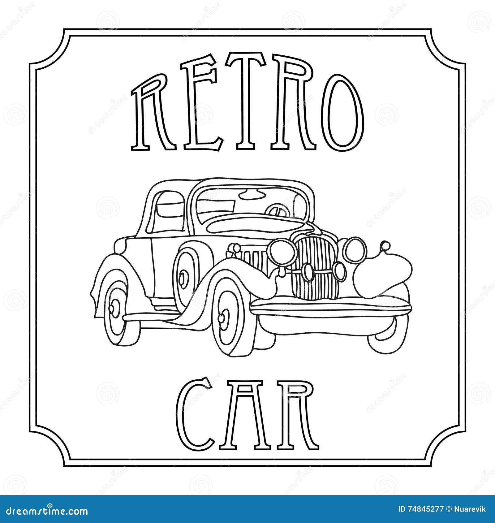 Retro vintage cars coloring page isolated on white stock illustration