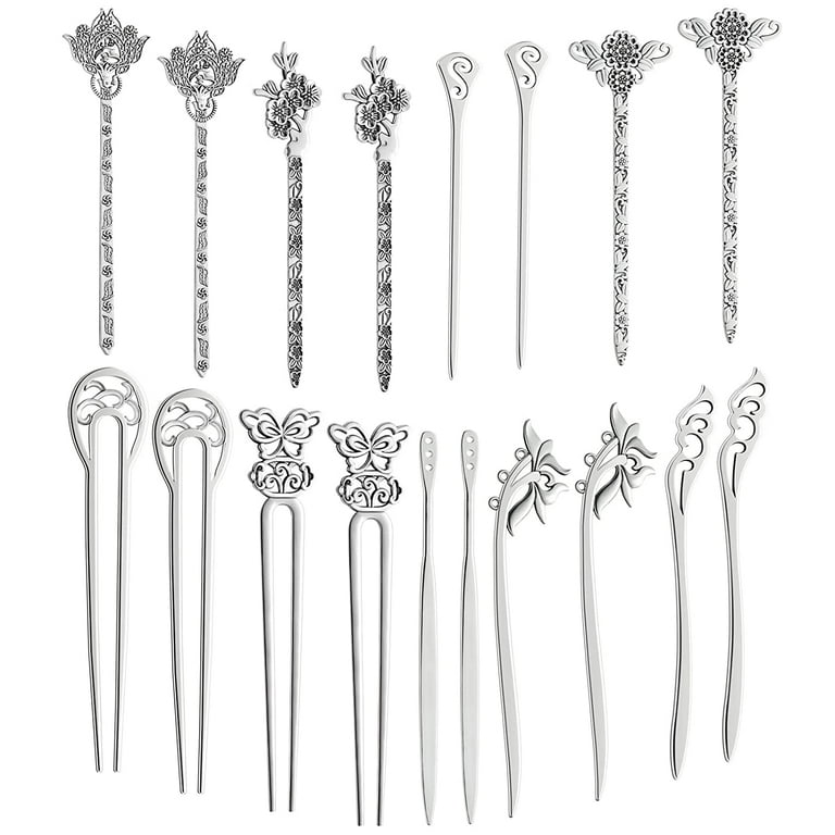Pcs silver hair sticks vintage hair pins chinese women hair chopsticks pins retro vintage decorative for hair diy accessoryï designï