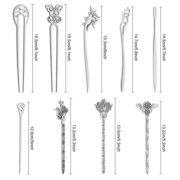 Pcs silver hair sticks vintage hair pins chinese women hair chopsticks pins retro vintage decorative for hair diy accessoryï designï