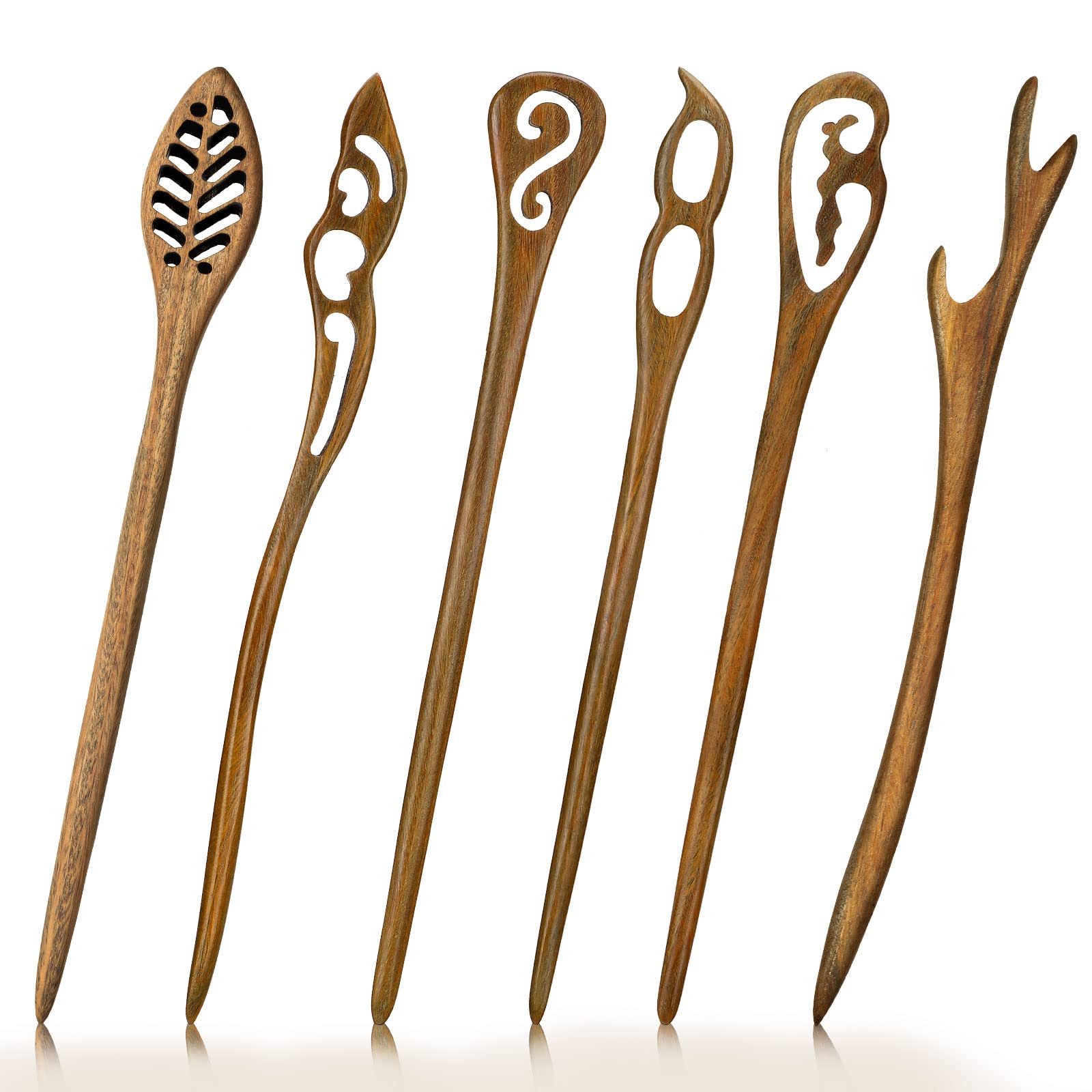 Pieces wooden hair sticks retro wooden hairpin vintage chinese hair chopsticks retro wooden handmade carved hair stick brown sandalwood hairpin for women bun chignon holder hair accessories