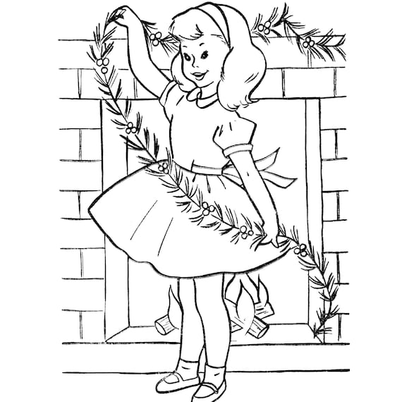 Vintage christmas coloring pages merry coloring christmas book printable pdf instant digital download pages holiday activity book