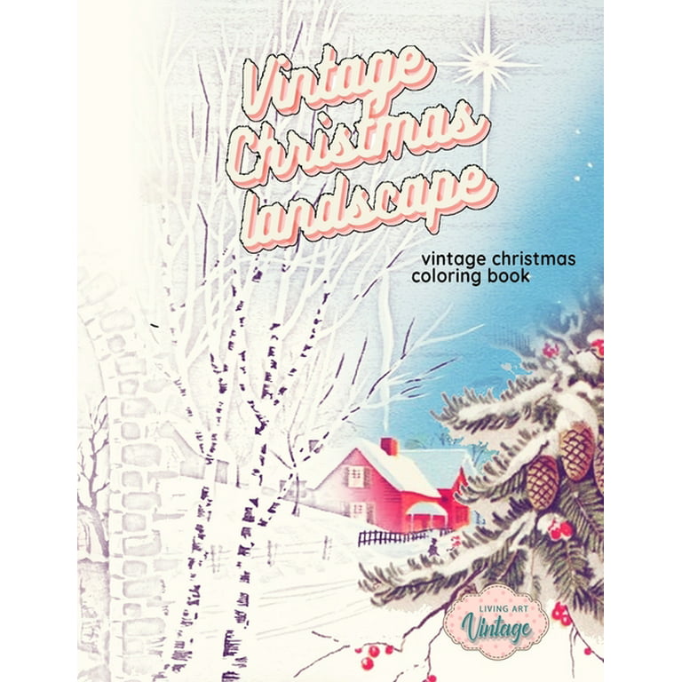 Vintage christmas landscape vintage christmas coloring book grayscale christmas coloring books for adults paperback paperback