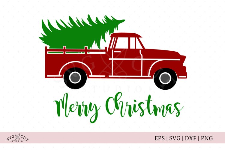 Red vintage christmas truck svg cut files