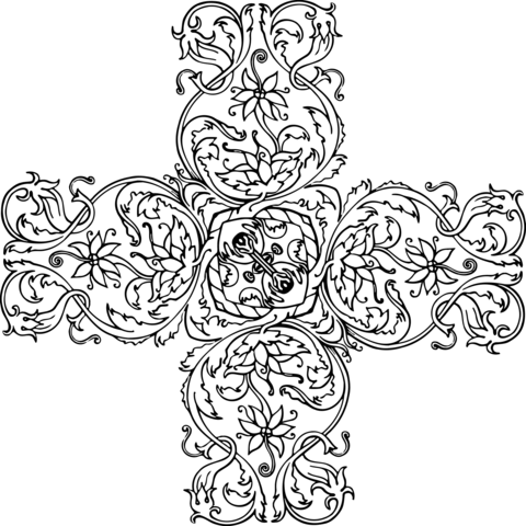 Vintage ornamental cross coloring page free printable coloring pages