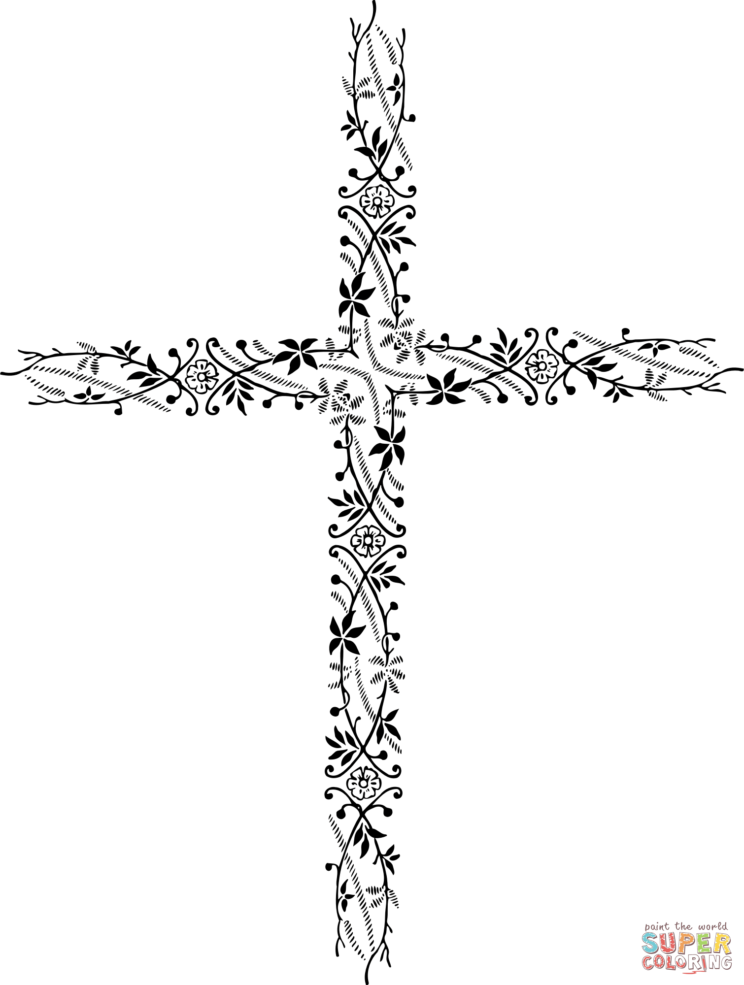 Vintage ornamental cross coloring page free printable coloring pages
