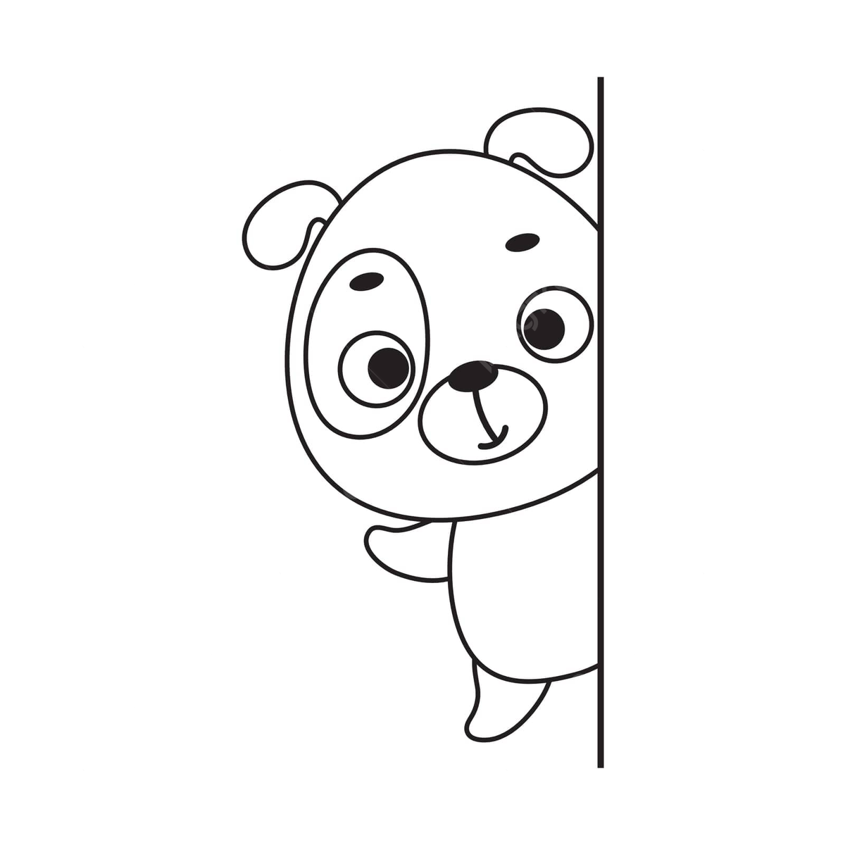 Cute dog peeking from corner educational coloring page for kids vector funny kindergarten children png and vector with transparent background for free download
