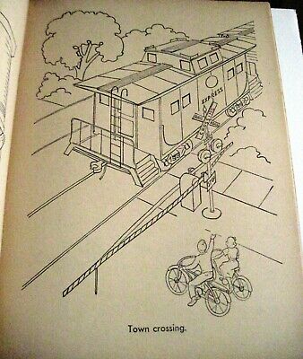 Funland train vintage childs coloring book w cut out train on back cover
