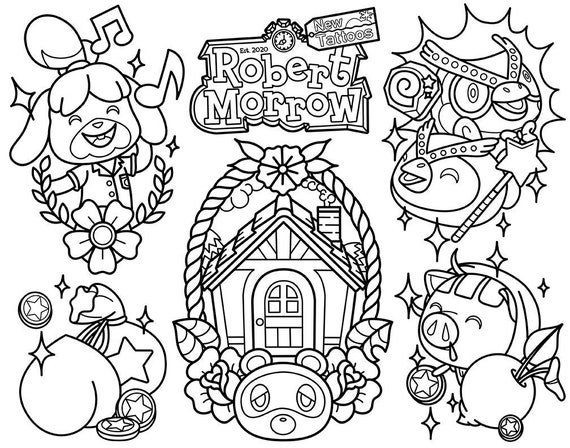 Animal crossing new horizons tattoo coloring sheet