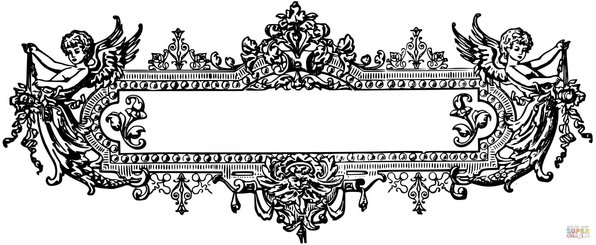 Vintage ornate sign coloring page free printable coloring pages