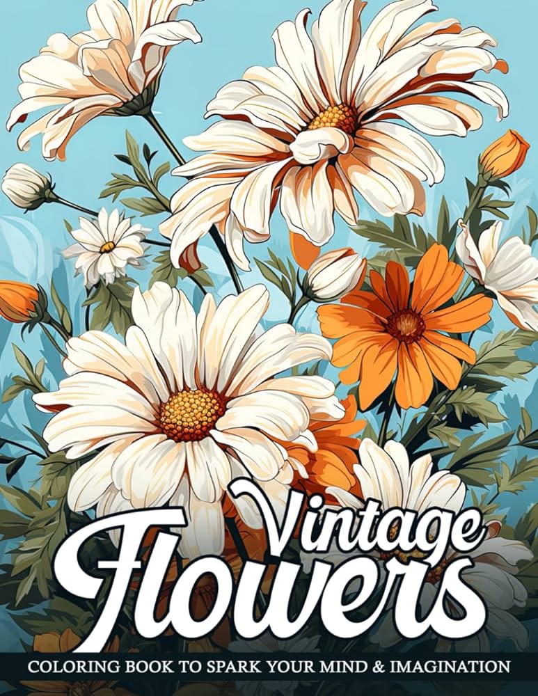 Vintage flowers coloring book elegant and timeless floral illustrations for a relaxing coloring journey crafting spark books