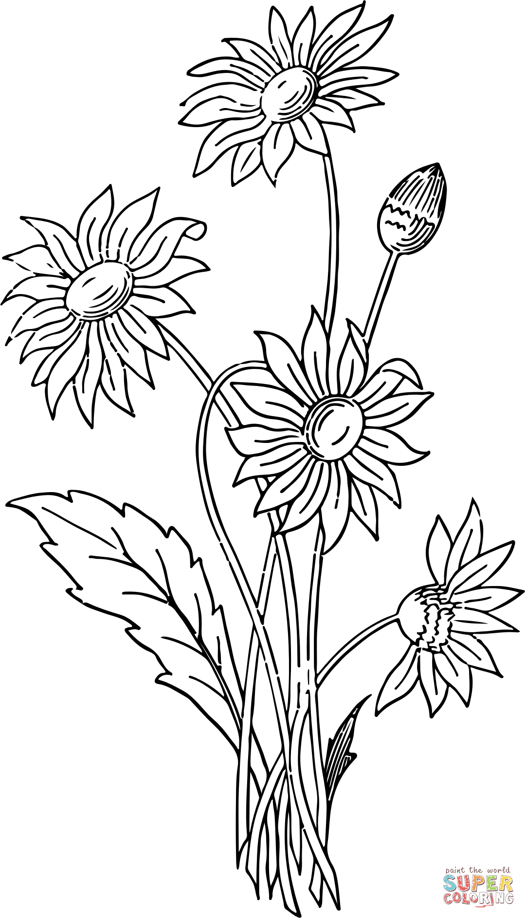 Vintage daisies coloring page free printable coloring pages