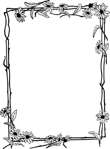 Vintage simple daisy frame coloring page free printable coloring pages