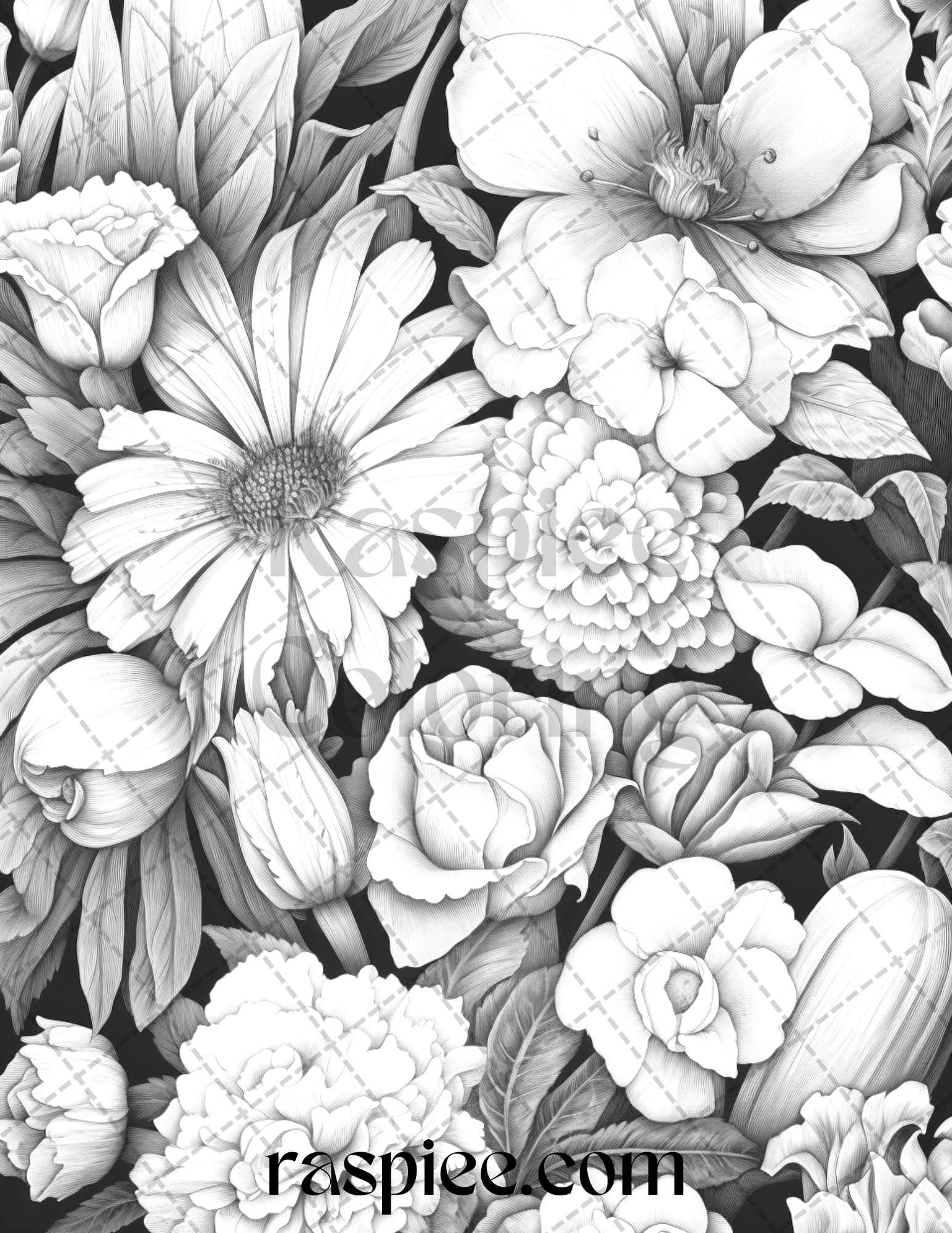 Vintage floral patterns grayscale coloring pages printable for adul â coloring