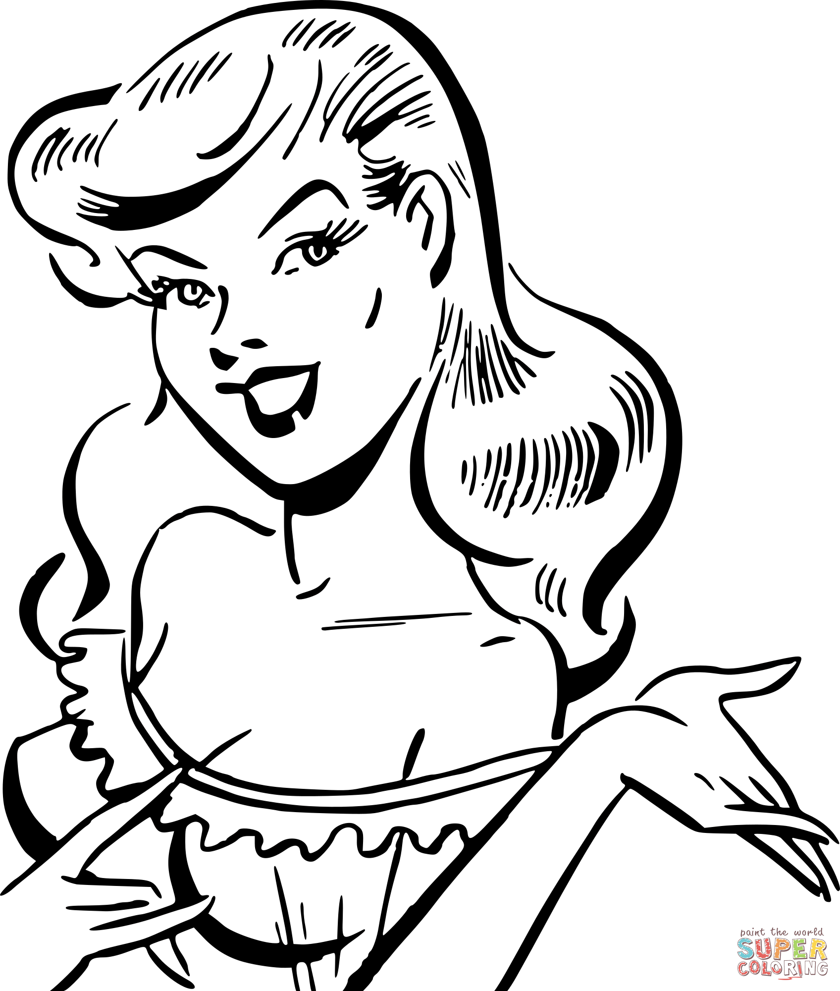 Vintage farmers daughter coloring page free printable coloring pages
