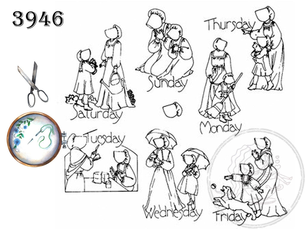 Aunt marthas sunbonnet mother and daughter transfer pattern h â the vintage teacup