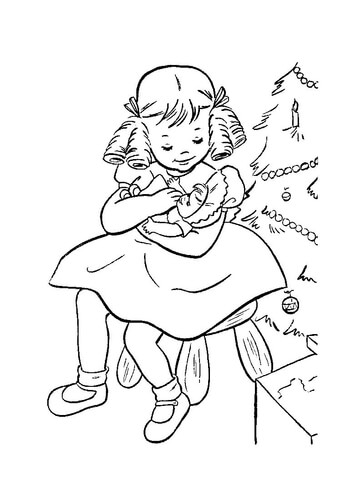 Jane holds her new doll coloring page free printable coloring pages