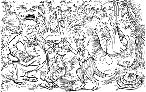 Vintage animal celebration coloring page free printable coloring pages