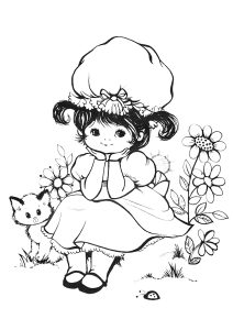 Vintage coloring page showing a mother preparing a small meal for santa claus