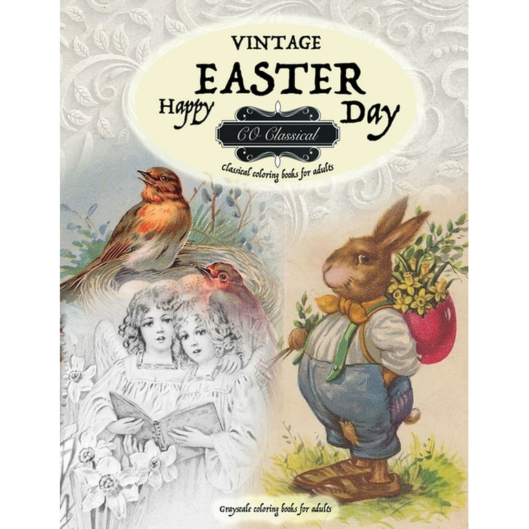 Vintage easter classical coloring books for adults grayscale coloring books for adults realistic greyscale coloring books for adults paperback