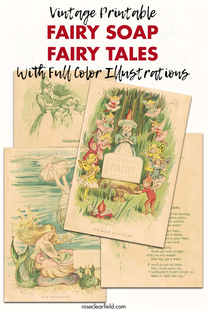 Vintage fairy soap fairy tales pages and illustrations