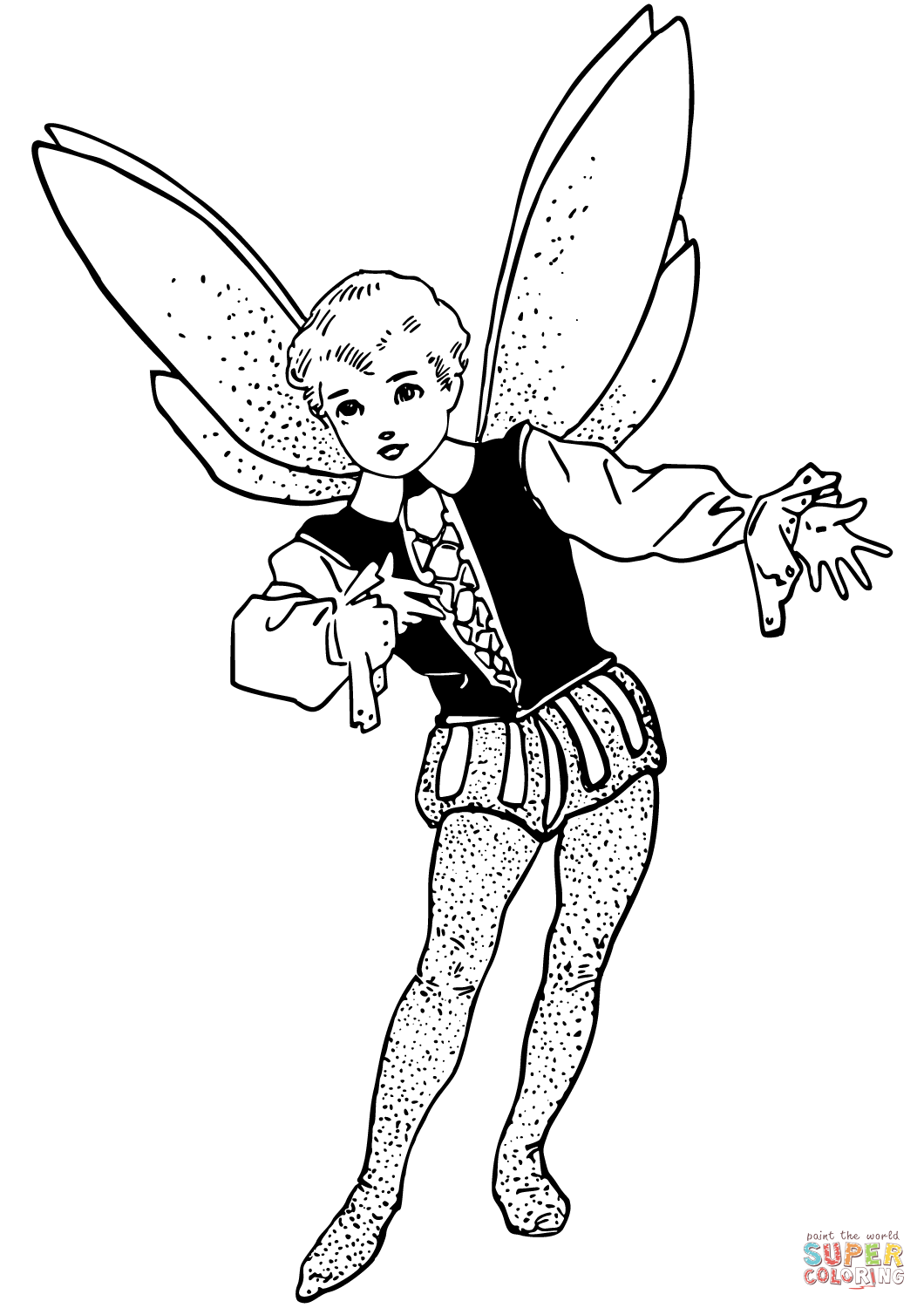 Vintage fairy boy coloring page free printable coloring pages