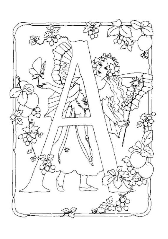Fairies alphabets coloring books vintage coloring book printable coloring book things to color instant download pdf format download now