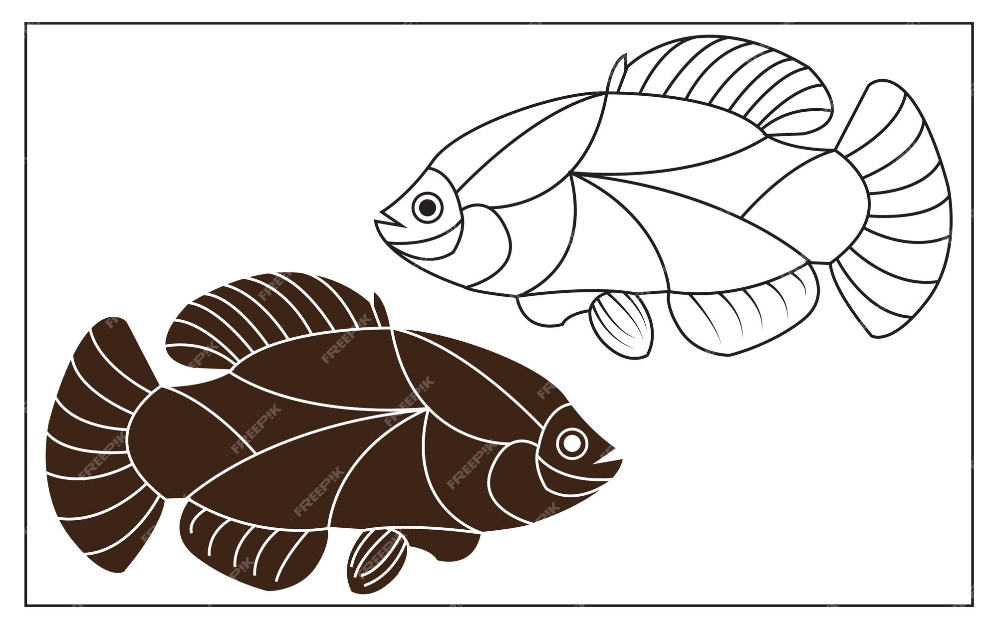 Premium vector fish line art for coloring book tshirt design logo design hand drawing vintage engraving
