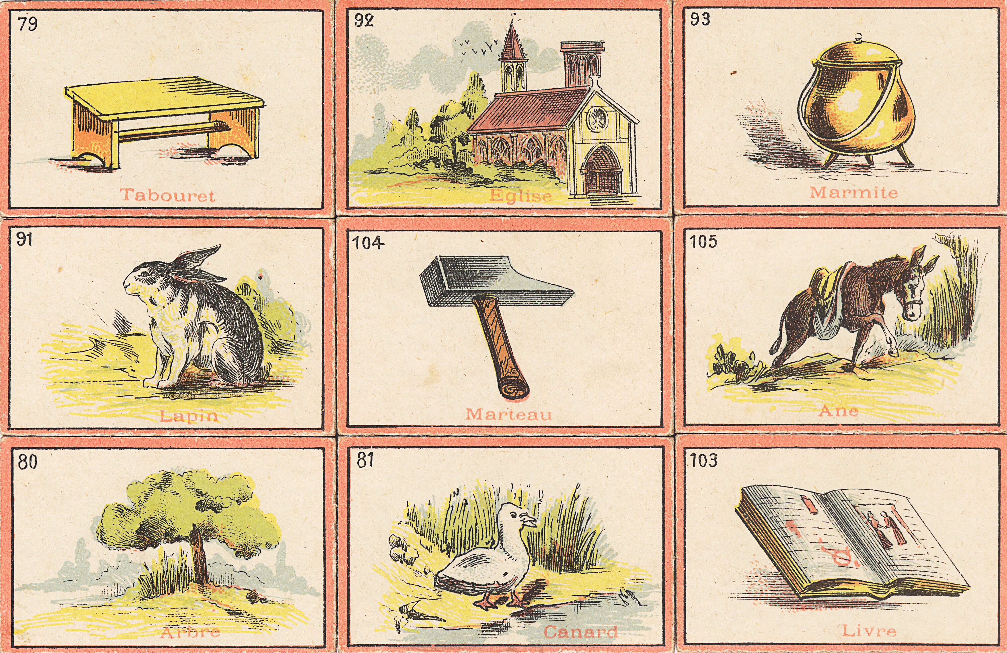 Vintage flashcards french free printable papercraft templates