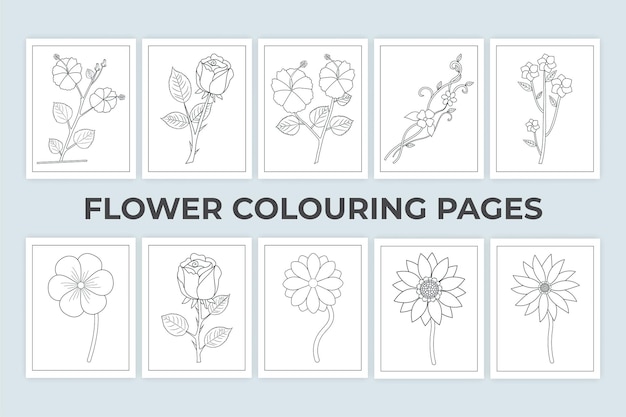 Premium vector coloring page with vintage flowers hand drawn floral ornament coloring page for kids flower outline pattern for coloring pages black and white doodle flowers rose jaba sunflower line art