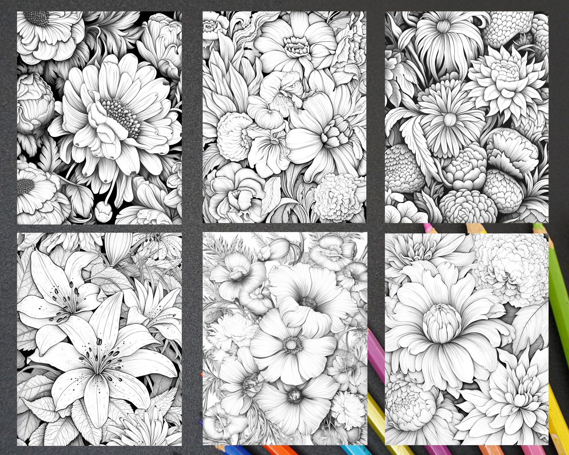 Vintage floral patterns grayscale coloring pages printable for adul â coloring