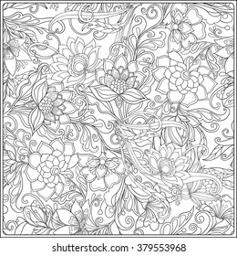 Decorative vintage flowers pattern good coloring stock vector royalty free