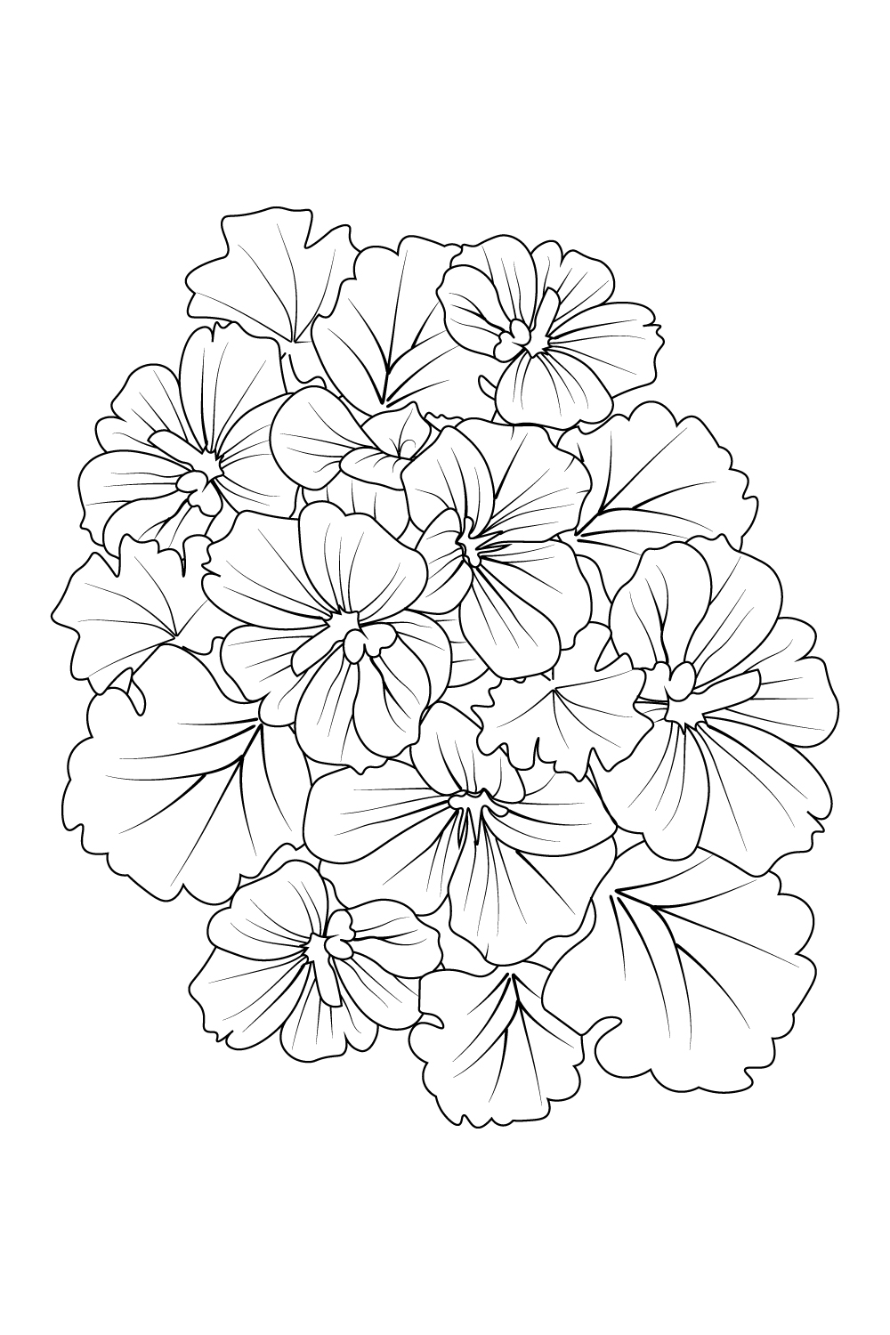 Flower cluster drawing easy flower coloring pages cute flower coloring pages flower coloring page for adults realistic flower coloring pages vintage floral vector illustration