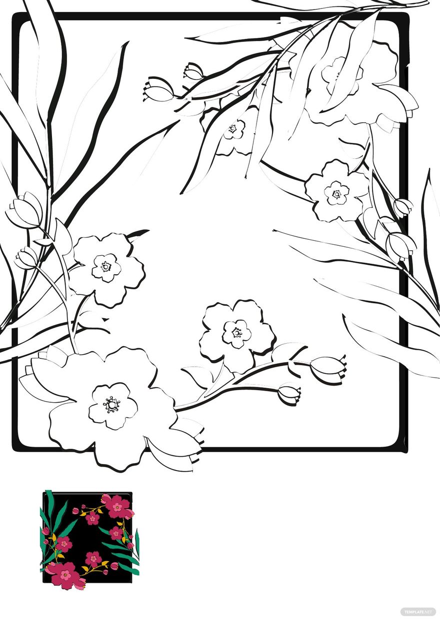 Free vintage tropical floral coloring page