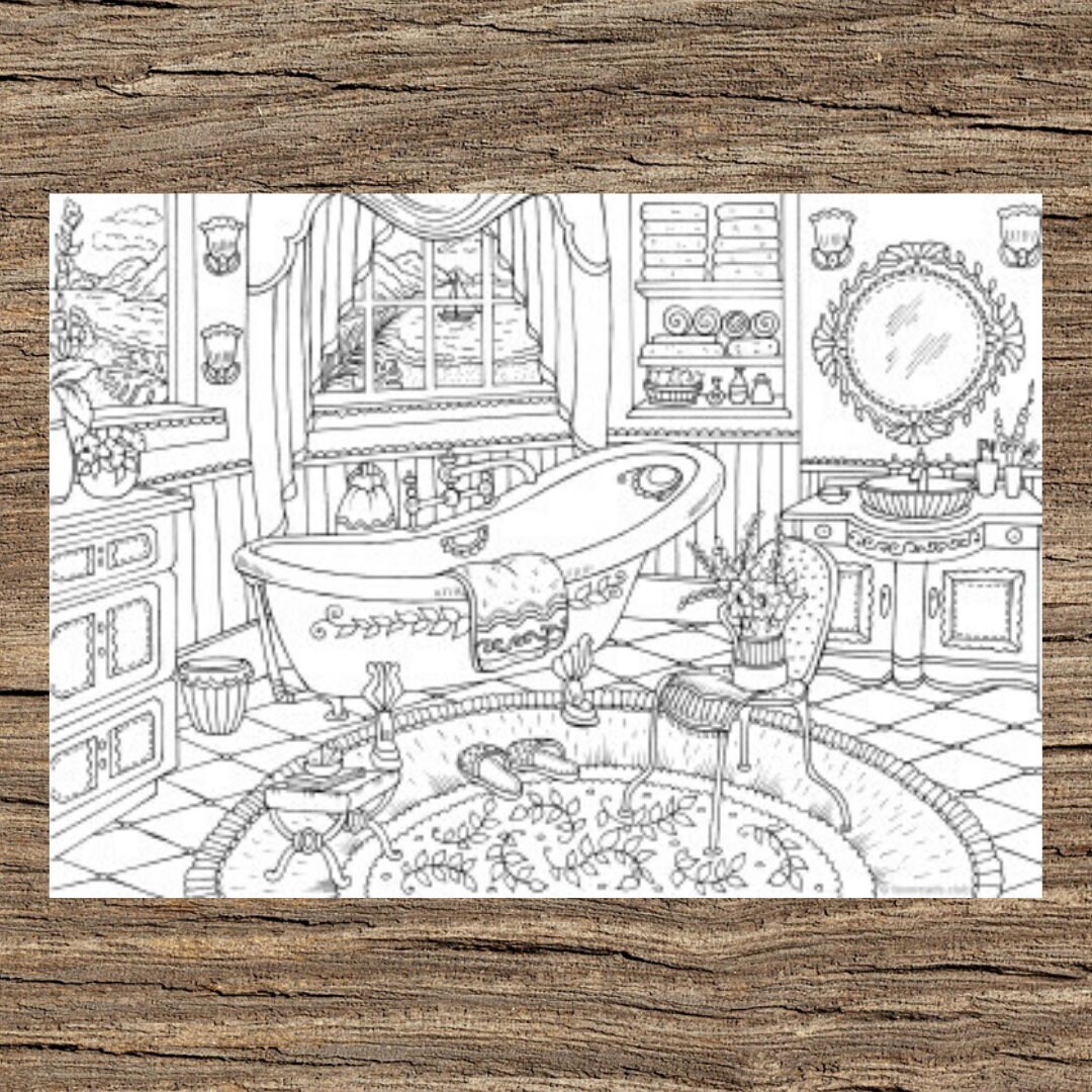 Antique bath printable adult coloring page from favoreads coloring book pages for adults and kids coloring sheets coloring designs