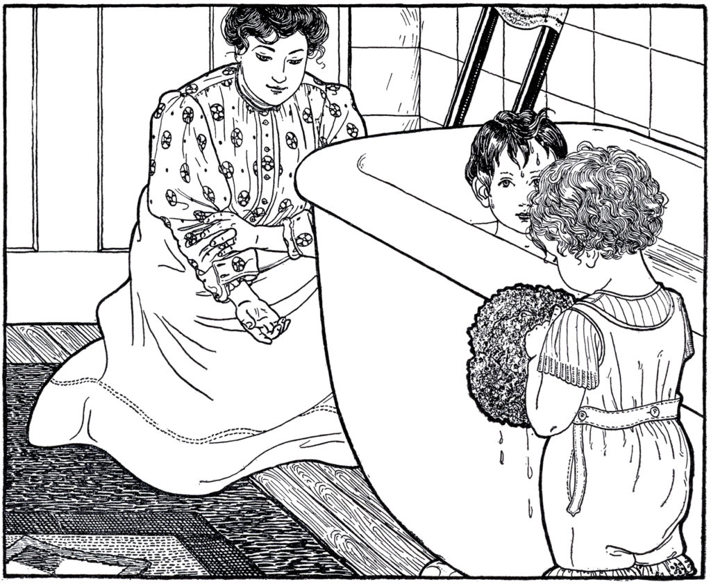 Vintage bathtub images and bath time clipart